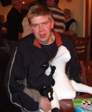 Deek looks surprised when he's caught getting acquainted with Dolly!!